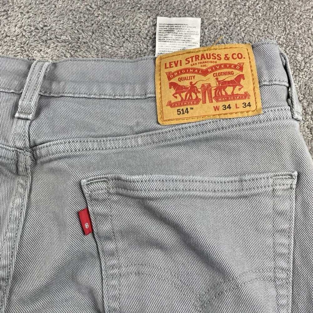 Levis 514 Slim Straight Jeans Mens‎ 34x34 Gray Mid Rise